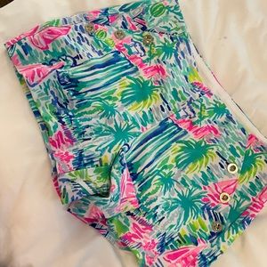 Shorts with gold buttons